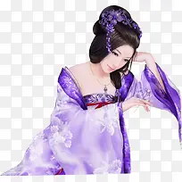淡蓝色长袖衣袍女子古风立绘