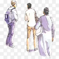 高清创意手绘漫画旅行中的小伙伴