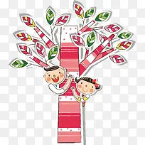 爬树的小朋友矢量图