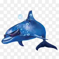 海底动物卡通戴墨镜鲨鱼蓝色