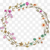多彩简约花藤圆圈边框纹理