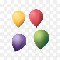 黄红紫绿飞舞气球