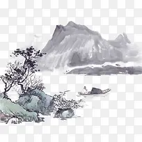 手绘中国风山水画素材