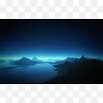 蓝色星空梦幻海面