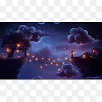 神秘紫色云彩星空