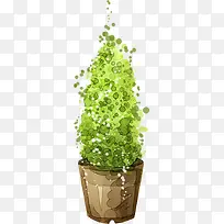手绘绿色写意花纹气泡