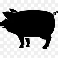 黑色扁平猪剪影图标