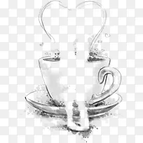 创意合成素描手绘咖啡杯
