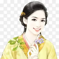 微笑黄色服饰美女