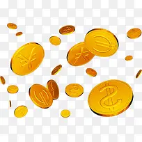 高清手绘漂浮金币