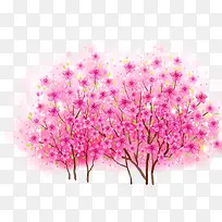粉色卡通梦幻春天树木