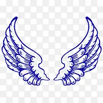 蓝色天使的翅膀手绘