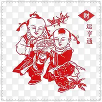 中国风福娃邮票装饰图片
