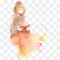 水彩女孩