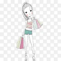 卡通购物女孩