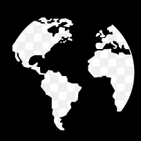 地球大陆的形状在一个广场的圆形图标