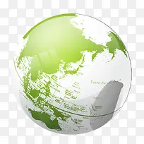 绿色玻璃质感圆形地球