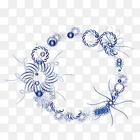 中国风线条花纹圆环图案