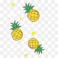 黄色可爱卡通手绘菠萝