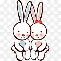 春季可爱约会兔子