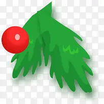 绿色树枝红球
