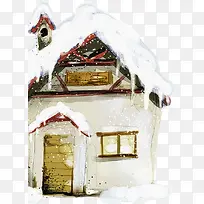 创意手绘合成雪景房子