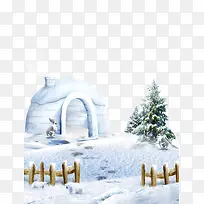 雪房子图案