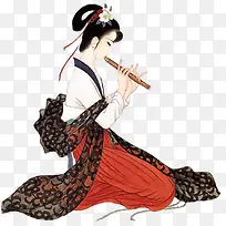 中秋节手绘白衣美女