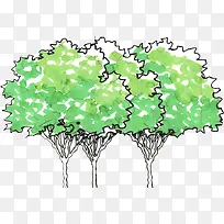 手绘绿色树木主页插画