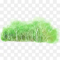 高清绿色绘画清新树木