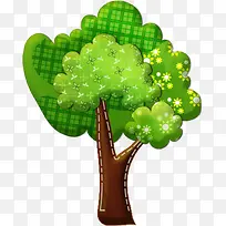 绿树清爽卡通树木