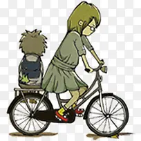 母爱自行车创意小孩