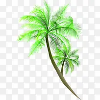手绘绿色夏季椰树