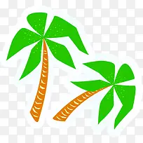 绿色热带椰树卡通