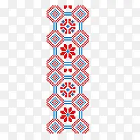 蓝红回行矢量苗族花纹