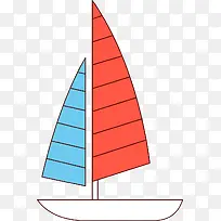 红蓝手绘小帆船图片