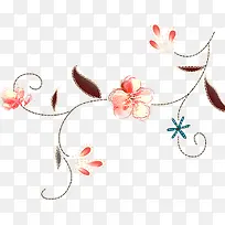 红蓝手绘花朵装饰