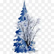 蓝色积雪树