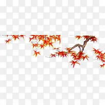 红色秋季枫叶十字绣装饰