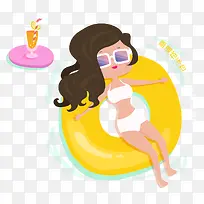卡通游泳女孩