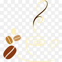 手绘卡通棕色咖啡豆图标