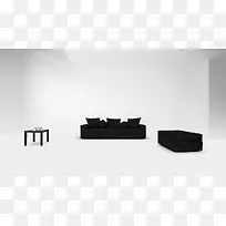 白色简约墙壁黑色家具