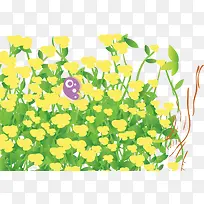 手绘黄绿色春季植物