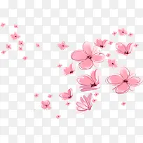 手绘粉色线条花插画
