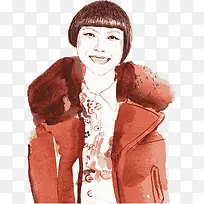 水彩复古女人