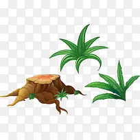 绿草树木木桩卡通