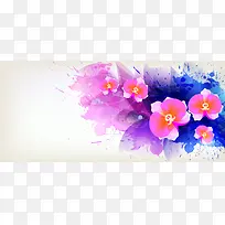 水彩花卉banner背景