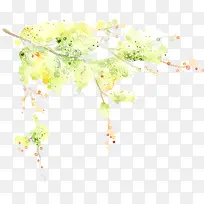 创意手绘水彩黄色的树木花卉