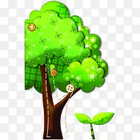 绿色手绘卡通山楂树创意