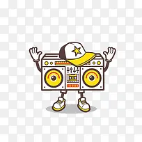 手绘扁平化嘻哈音响